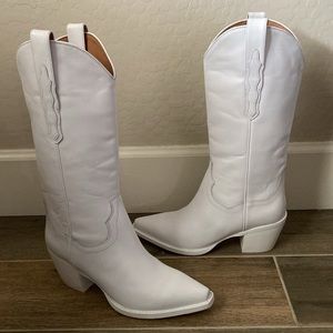 JEFFREY CAMPBELL Floured Western Cowboy Boot in White Size 7